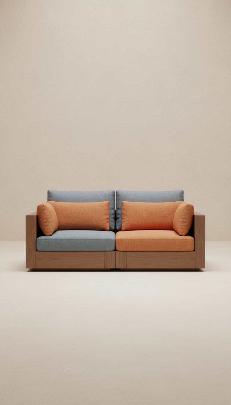 Sofá modular em madeira laqueada